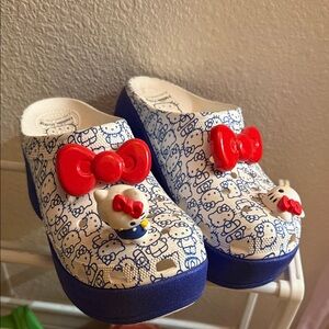 CROCS Hello Kitty Platform Shoes - Blue and Red